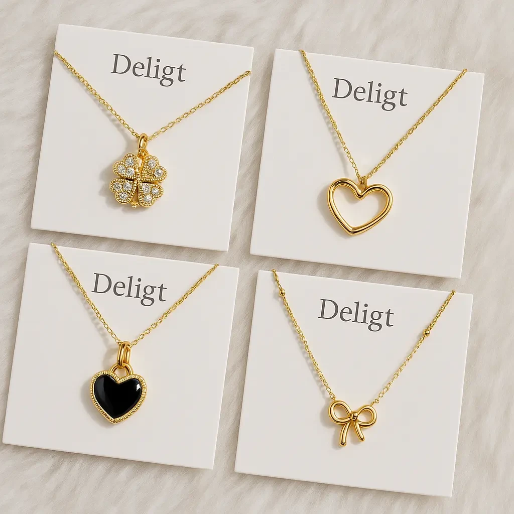 Golden Hearts Quartet – Set of 4 Elegant Pendant Necklaces