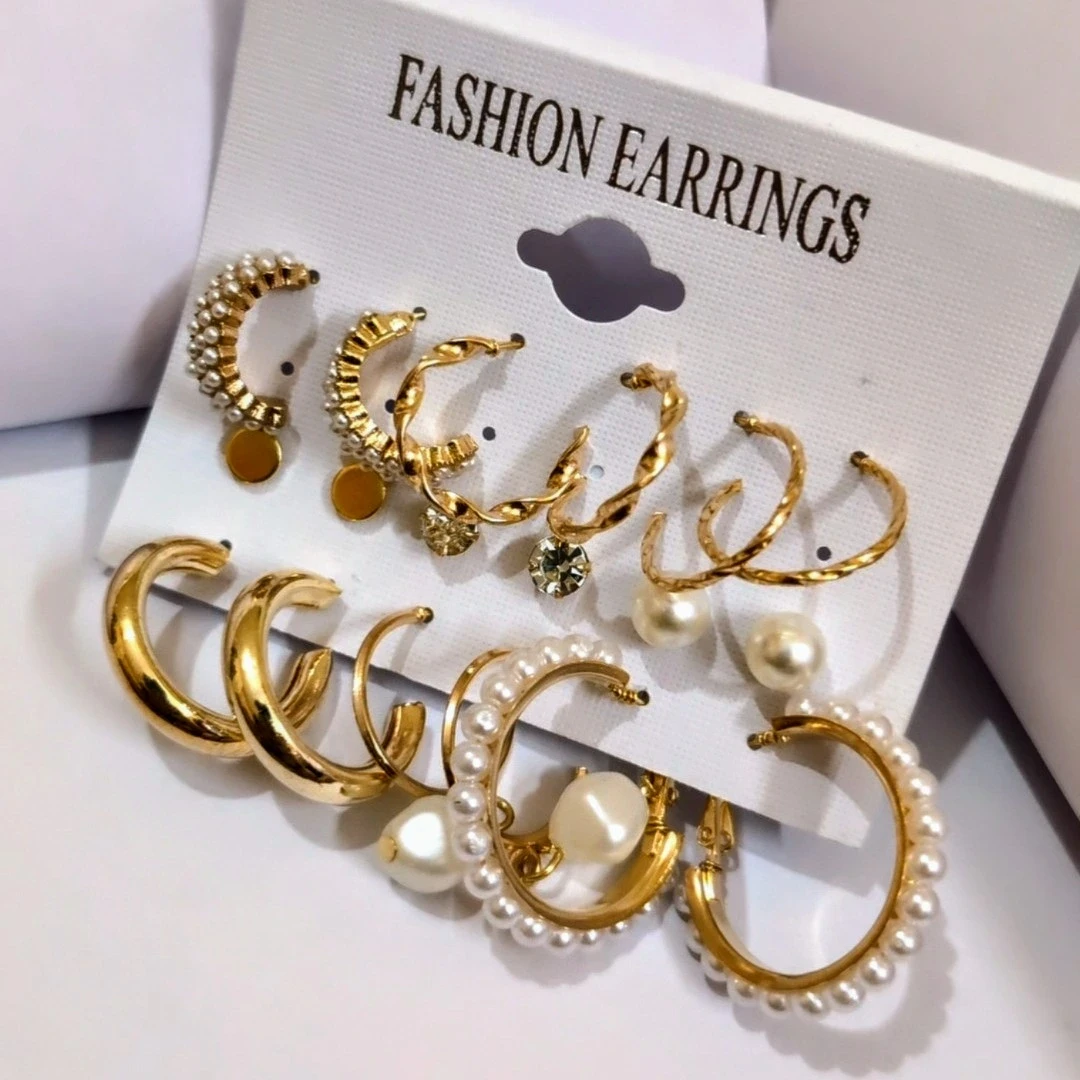 Golden Glow 6-Piece Bali Earring Set